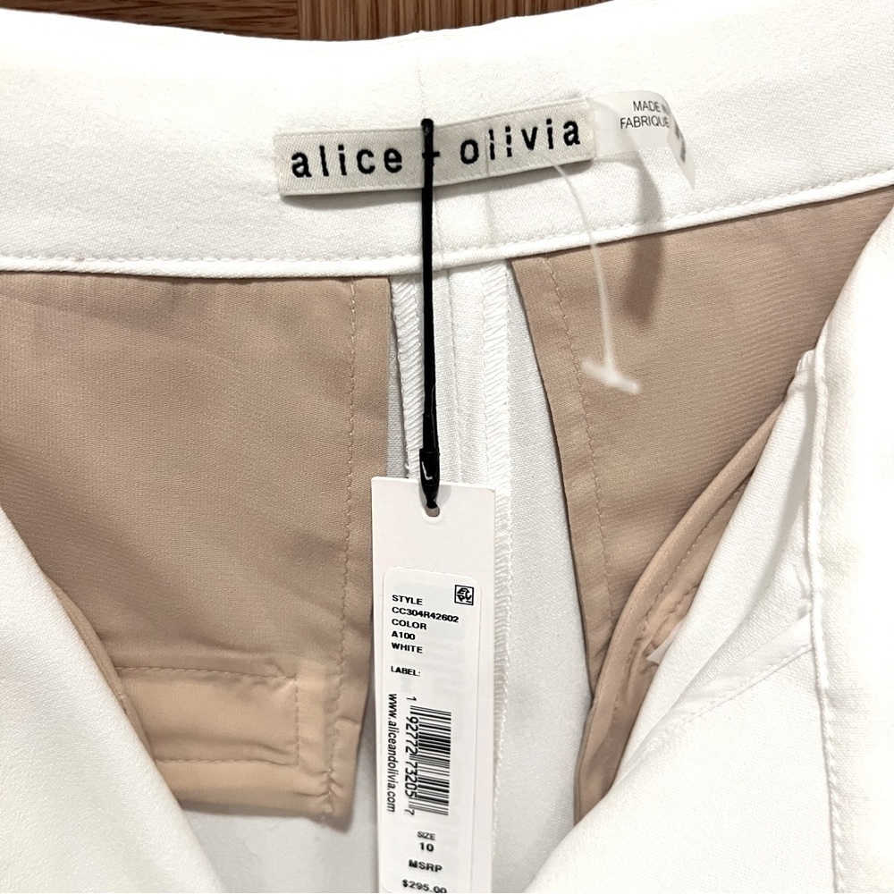 Alice + Olivia Chad Asymmetrical Cuffed Shorts White 10 NWT - Picture 12 of 16